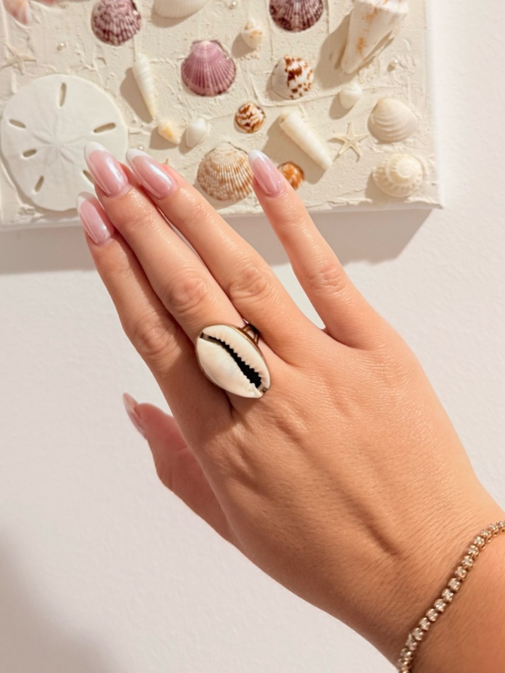 Cowrie Shell Ring in Brass/Gold Size 7 US